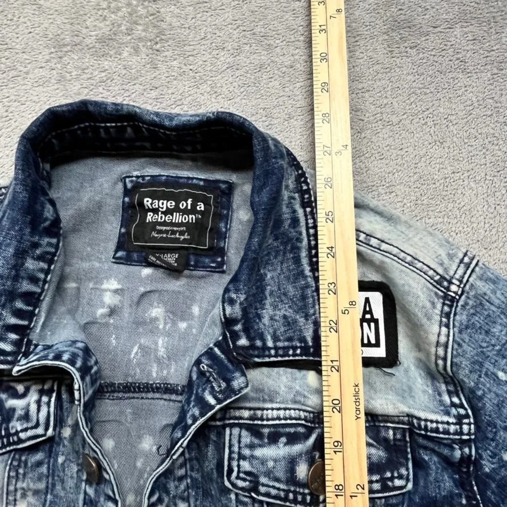 Rage of a Rebellion Denim Jacket Y2K Acid‎ Wash Patch XL Mens